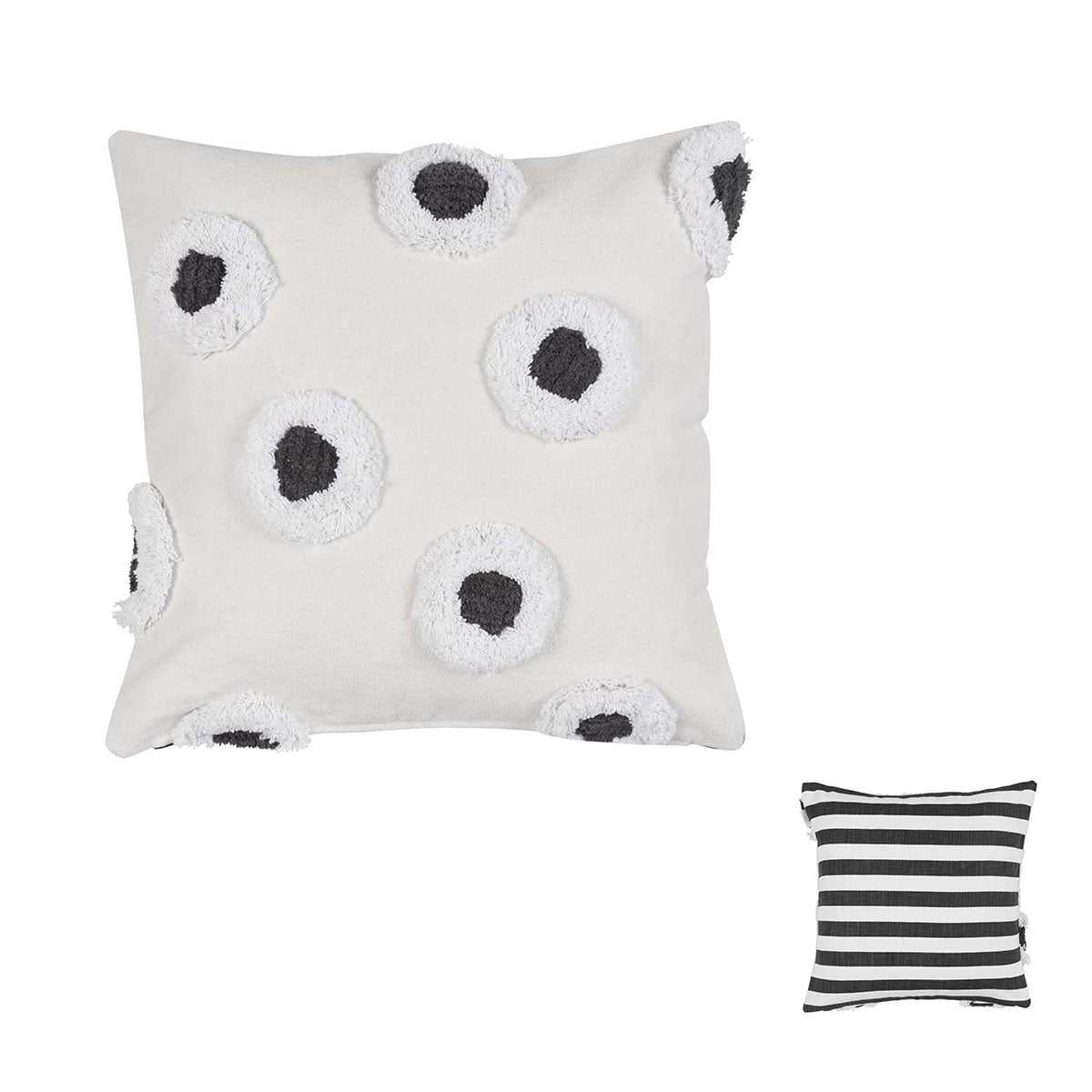 Stripe and Eye Natural Square Filled Cushion 50cm x 50cm