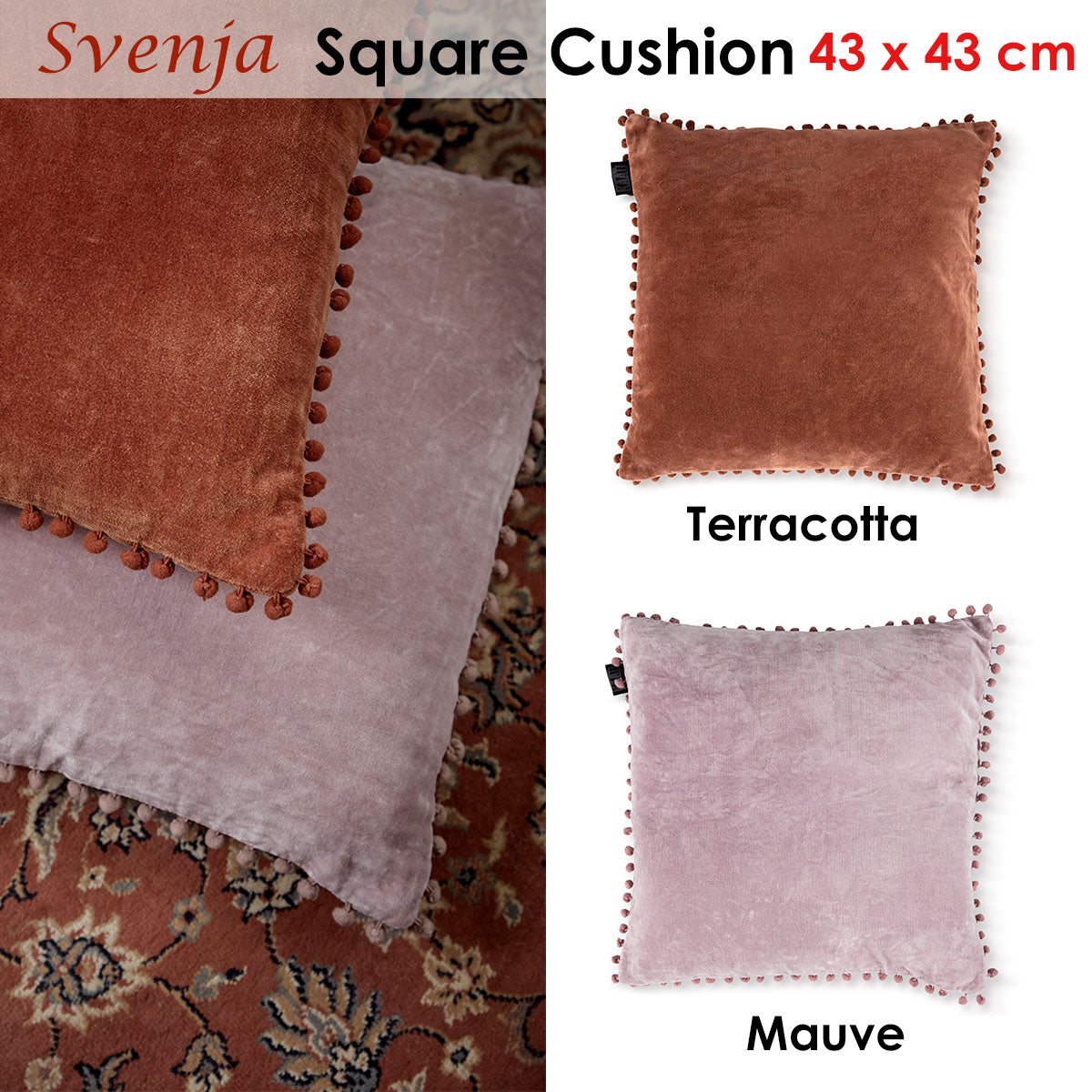 Svenja Mauve Filled Square Cushion