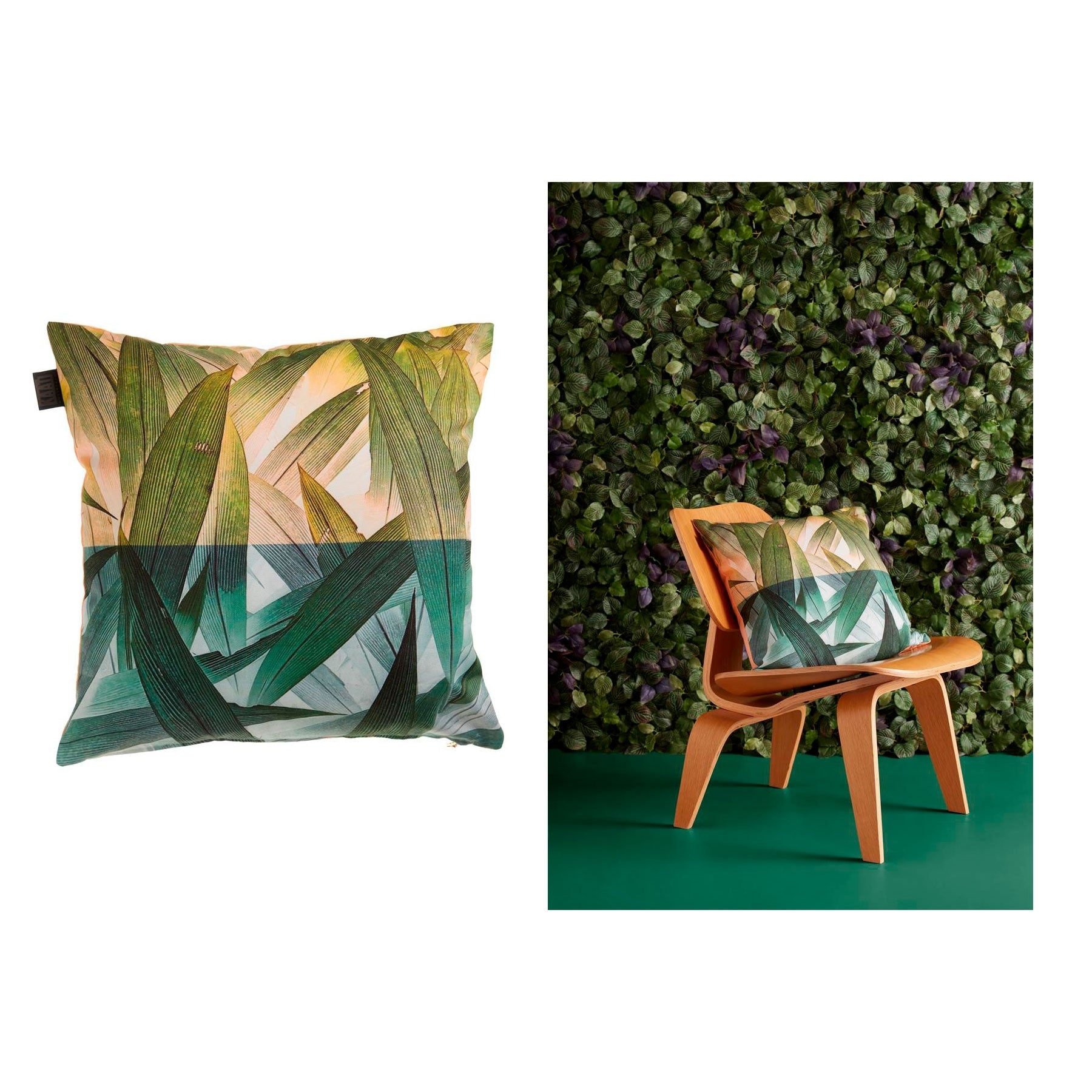 Tropical Flora Green Quality Design Filled Polyester Cotton Cushion 45 x 45 cm