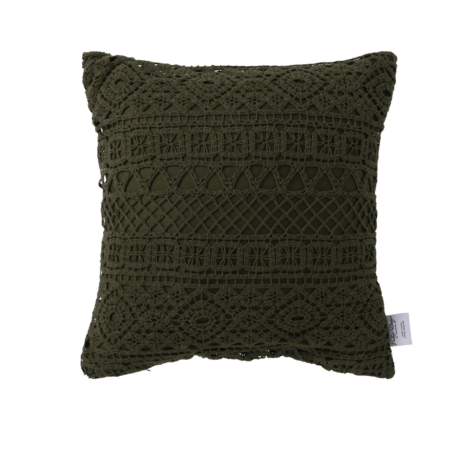 Tenille Olive Cotton Lace Cushion Cover