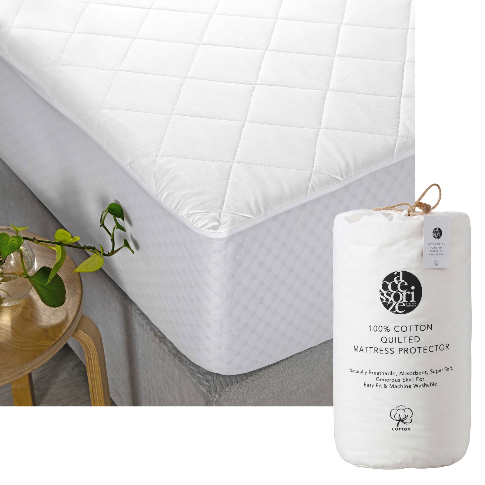 Cotton Quilted Mattress Protector Single