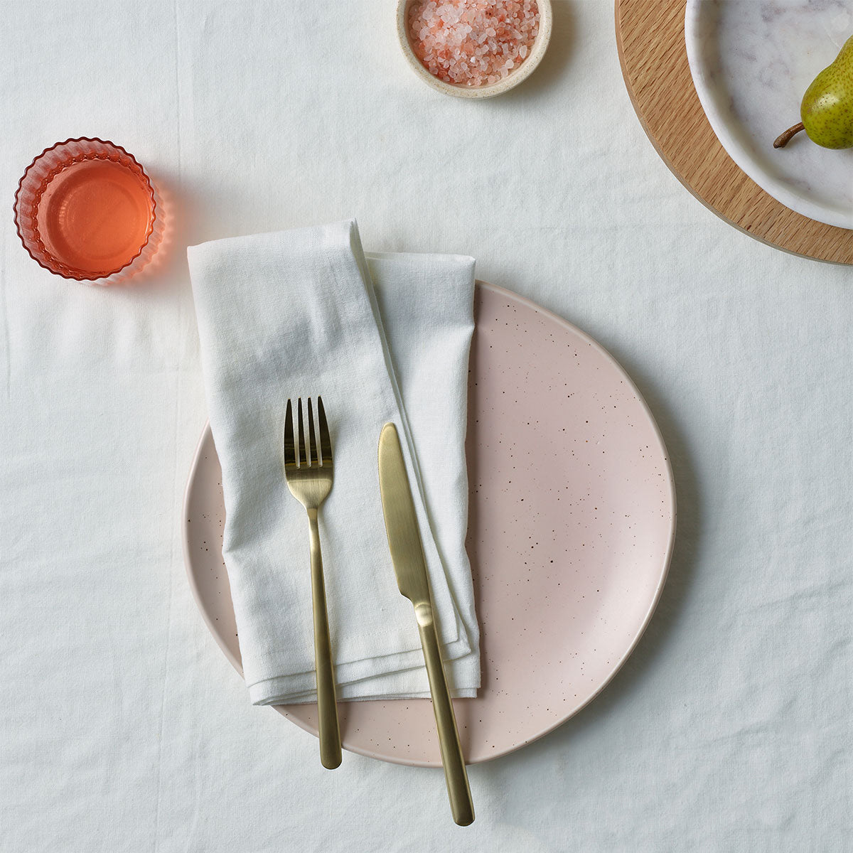 Set of 4 Vintage Washed Linen Cotton Napkins White