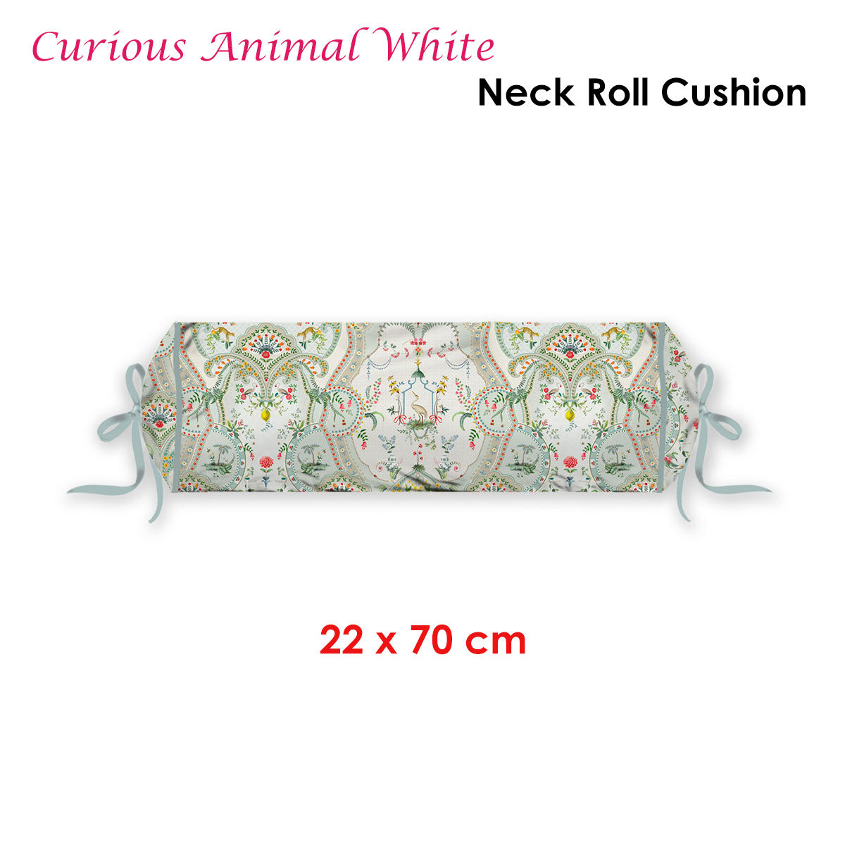 Curious Animal White Neck Roll Cushion