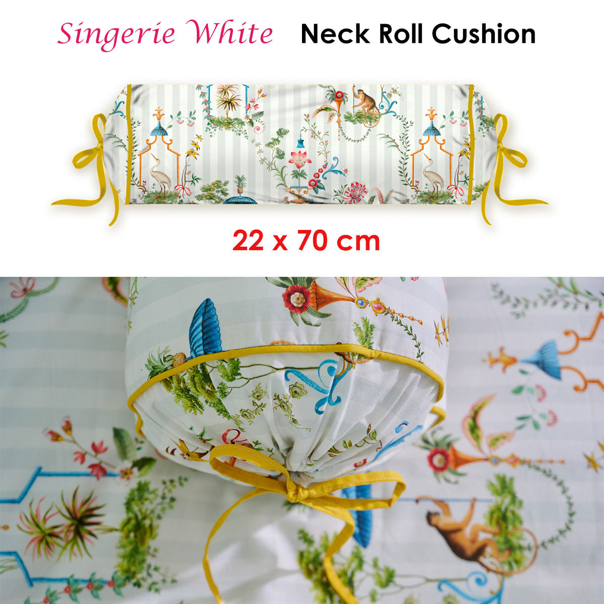 Singerie White Neck Roll Cushion