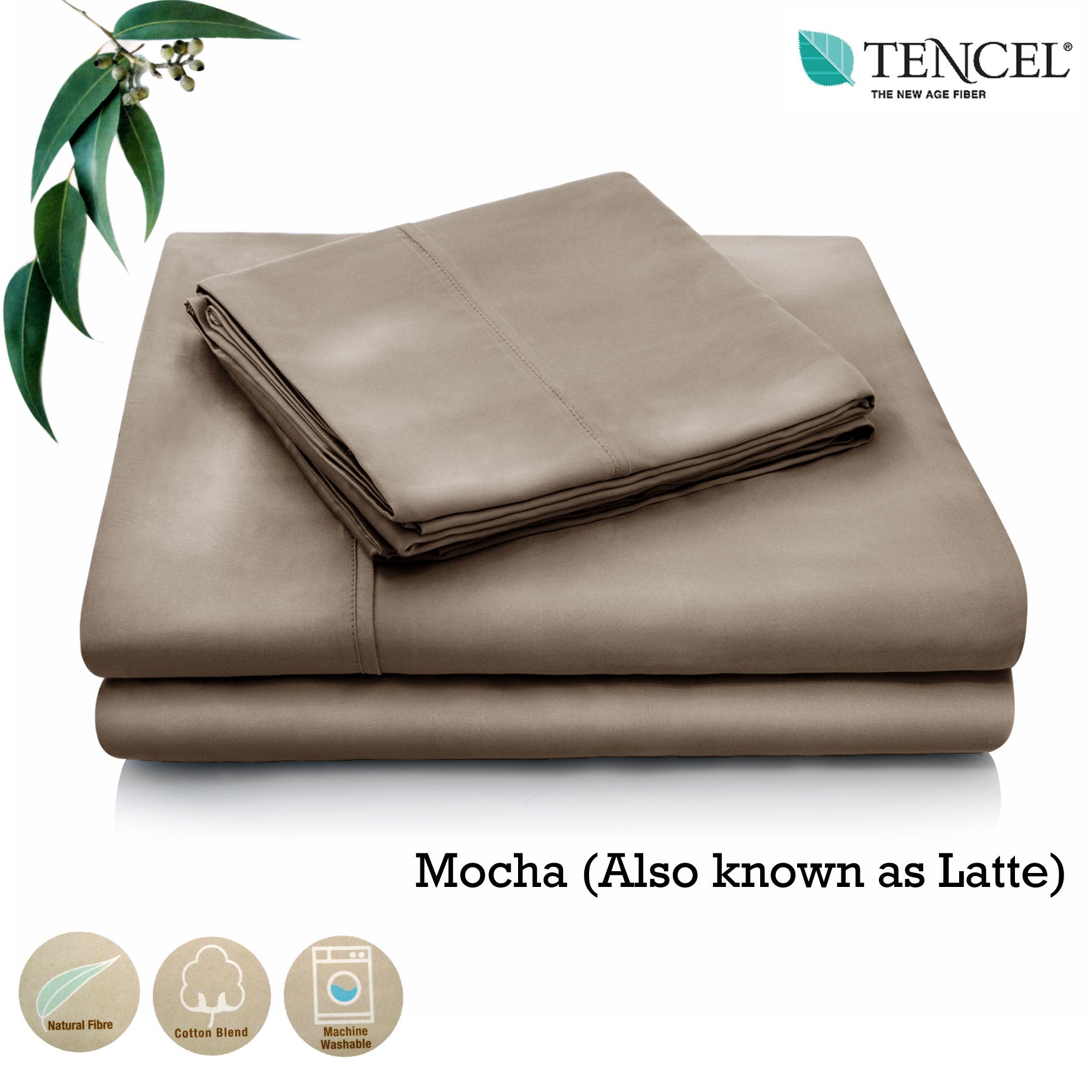 Accessorize Tencel Cotton Blend Sheet Set Mocha Also Known as Latte Single