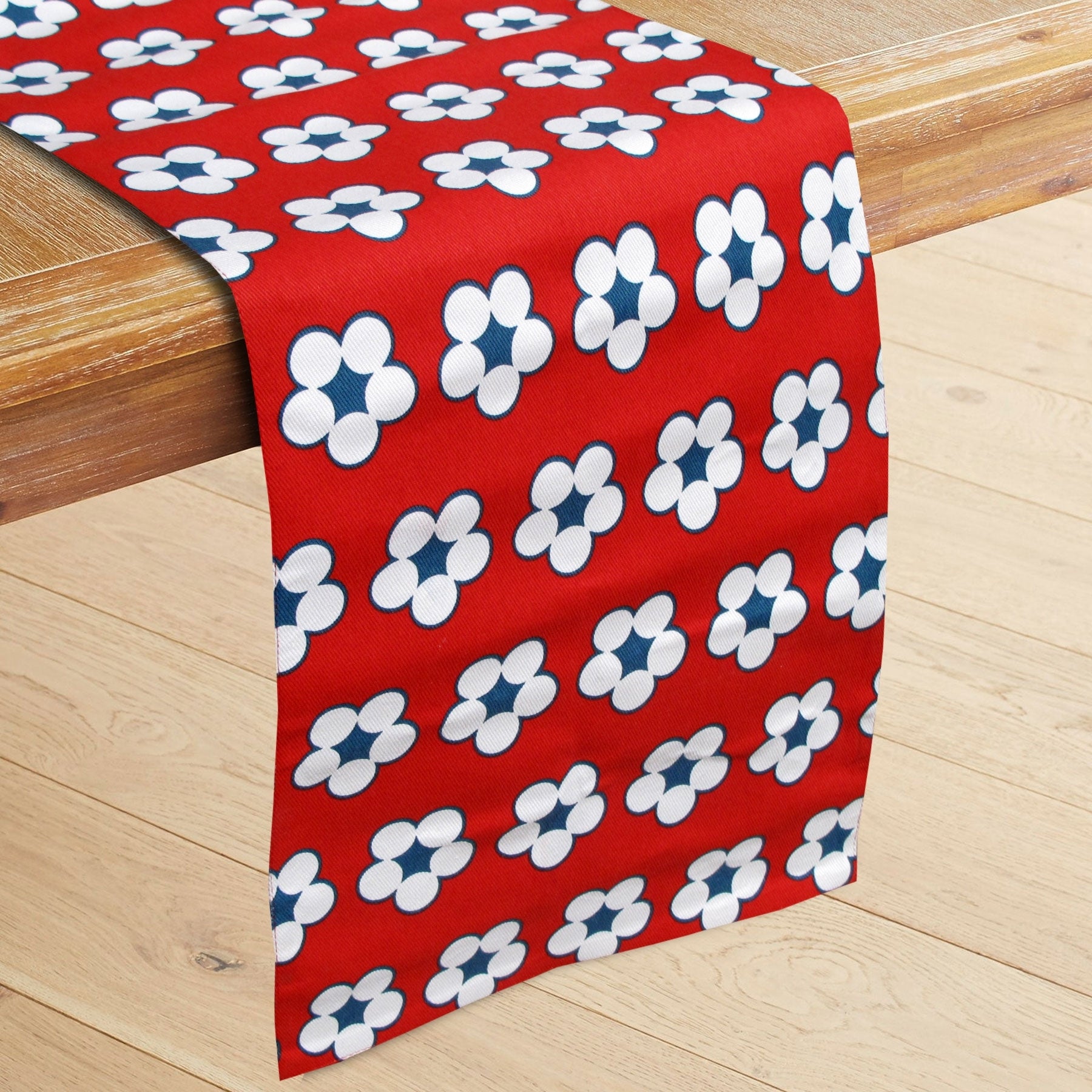 100% Cotton Printed Table Runner Cotton Bud Red