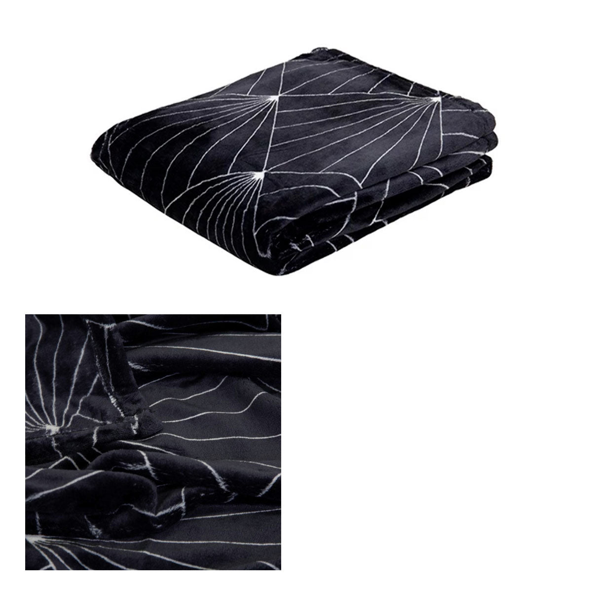Celeste Flannel Throw Rug Black