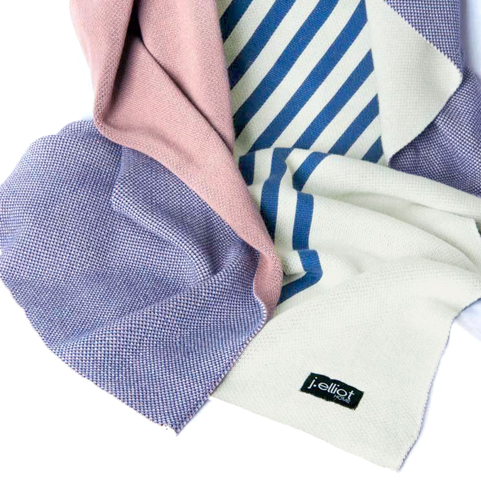 Gemma 100% Cotton Throw Rug Santorini Blue/ Dusty Pink Home