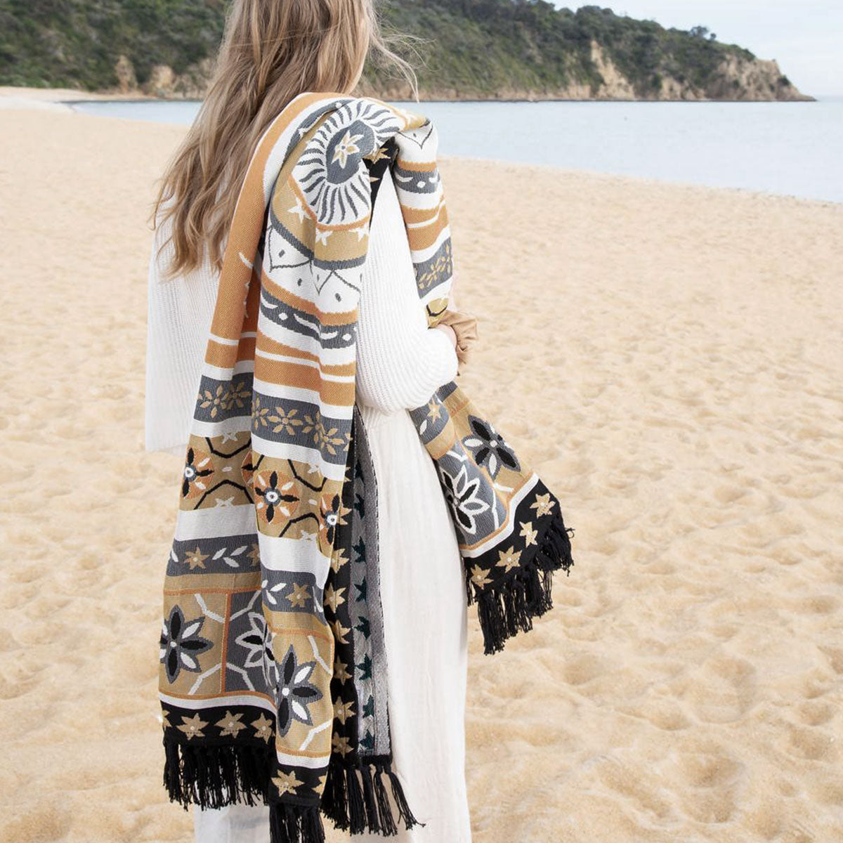 Kasbah Luxury Fringe Throw 130 x 160cm Black