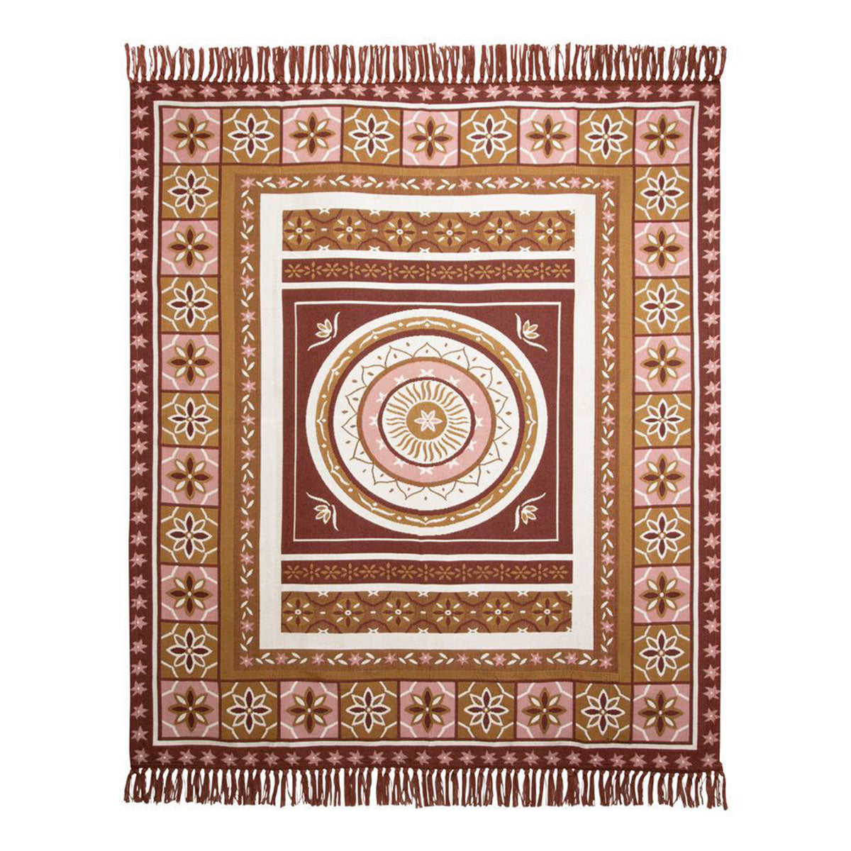 Kasbah Luxury Fringe Throw 130 x 160cm Pink