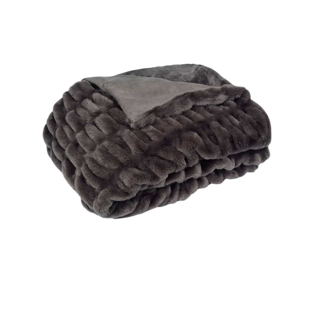 Skyler Chocolate Faux Fur Throw Rug 130 x 160cm