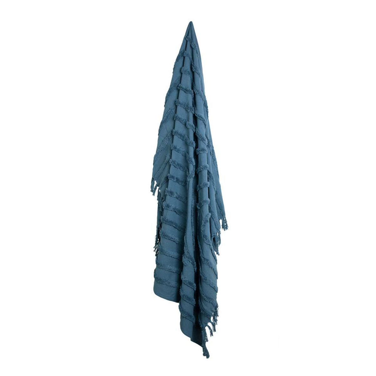 Zen Luxury Fringe Throw 130 x 160cm Steel Blue