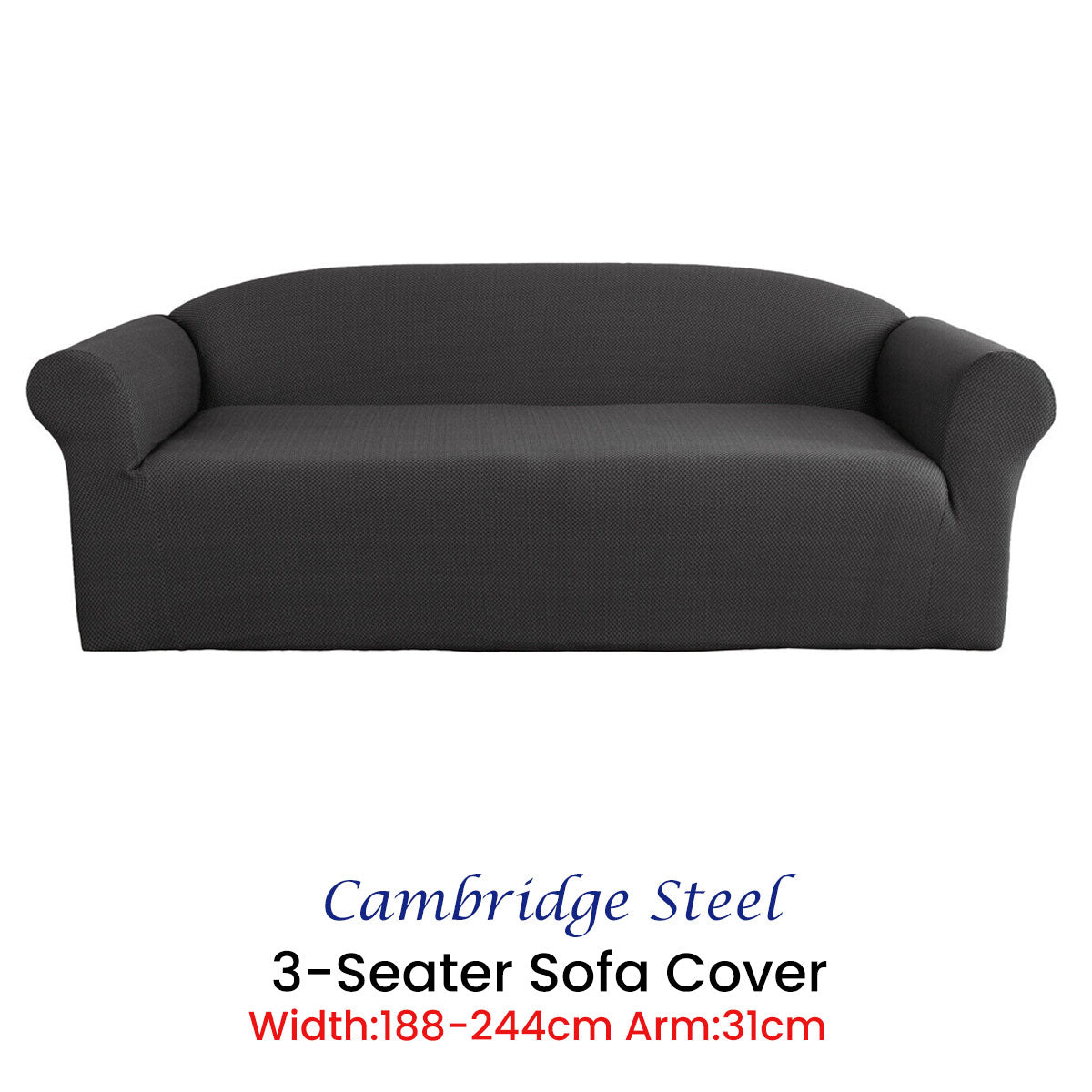 Cambridge Extra-stretch Couch Cover Steel Three Seater Steel