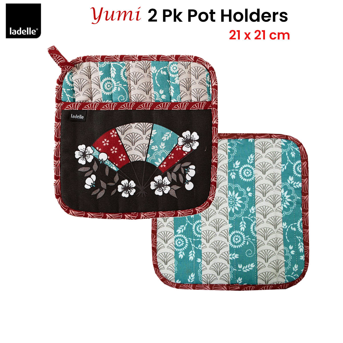 Ladelle Yumi Set of 2 Pot Holders 21 x 21 cm