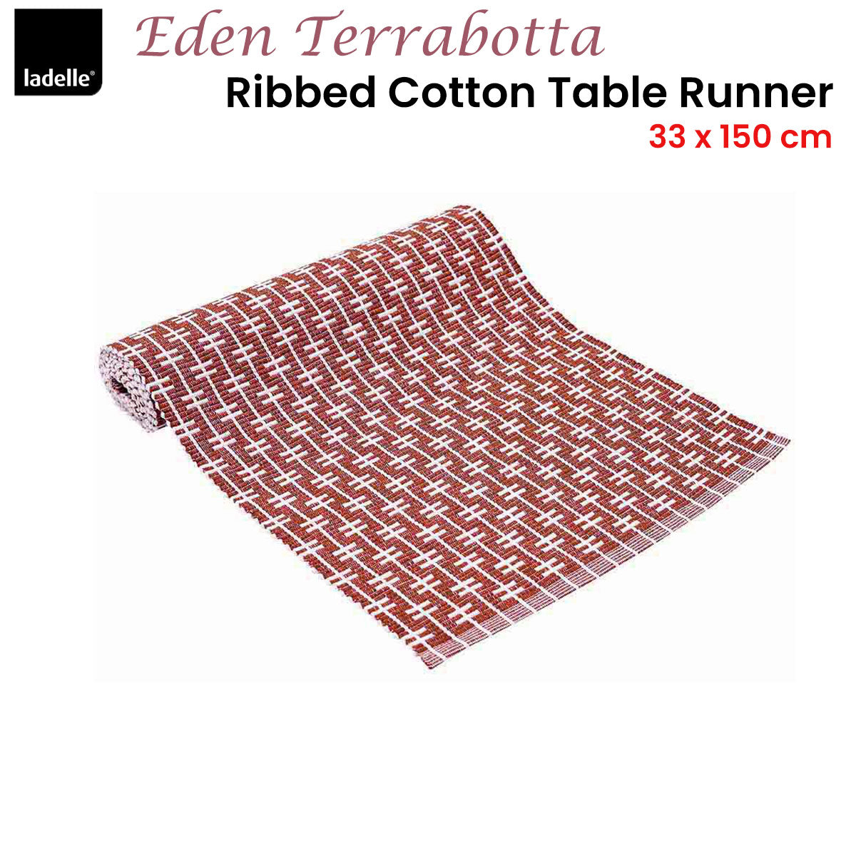Eden Terracotta Ribbed 100% Cotton Table Runner