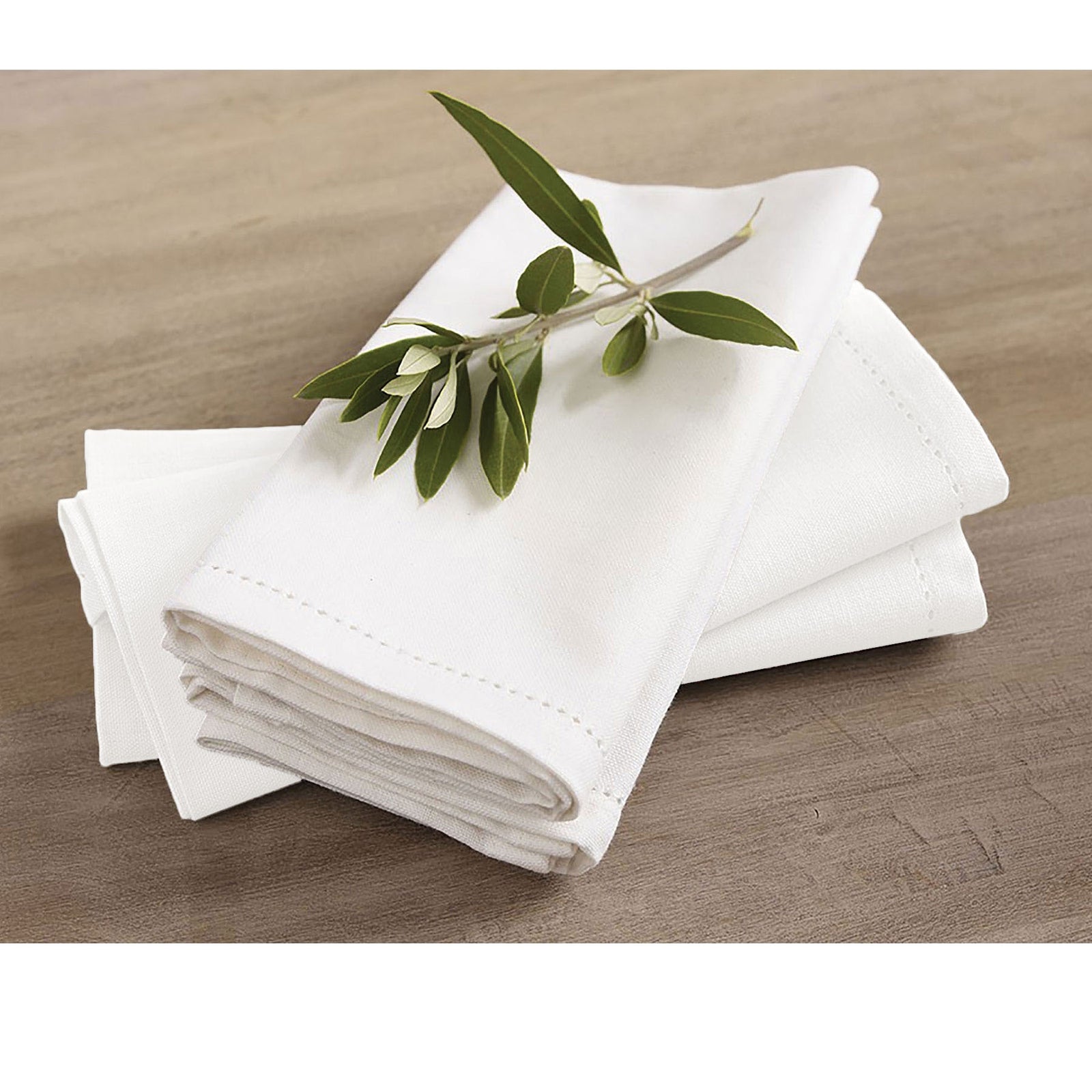 Set of 4 Cotton Hemstitch Napkins - White