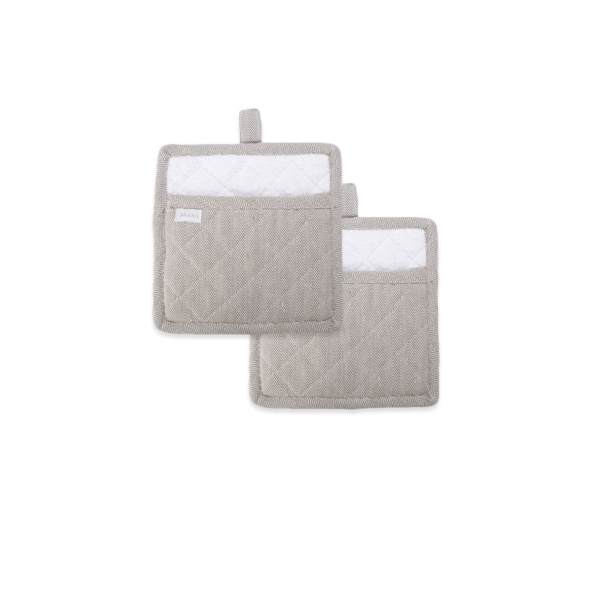 Rans Herringbone Charcoal Cotton Set of 2 Pot Holders