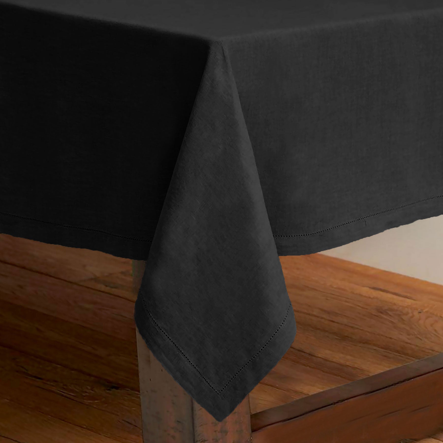 Pure Cotton Hemstitch Tablecloth 150 X 230 cm - Black