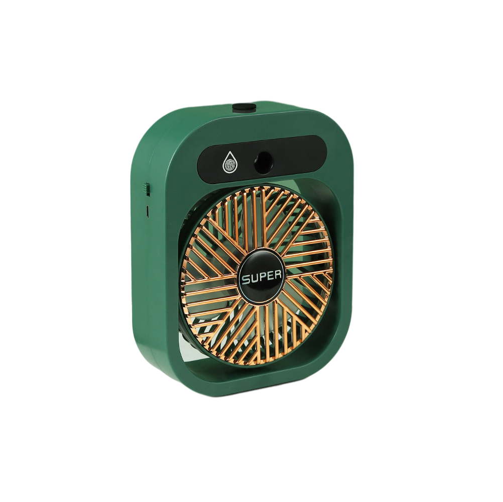 Ice Fog USB Air Conditioning Mist Humidfier Mini Fan - Green