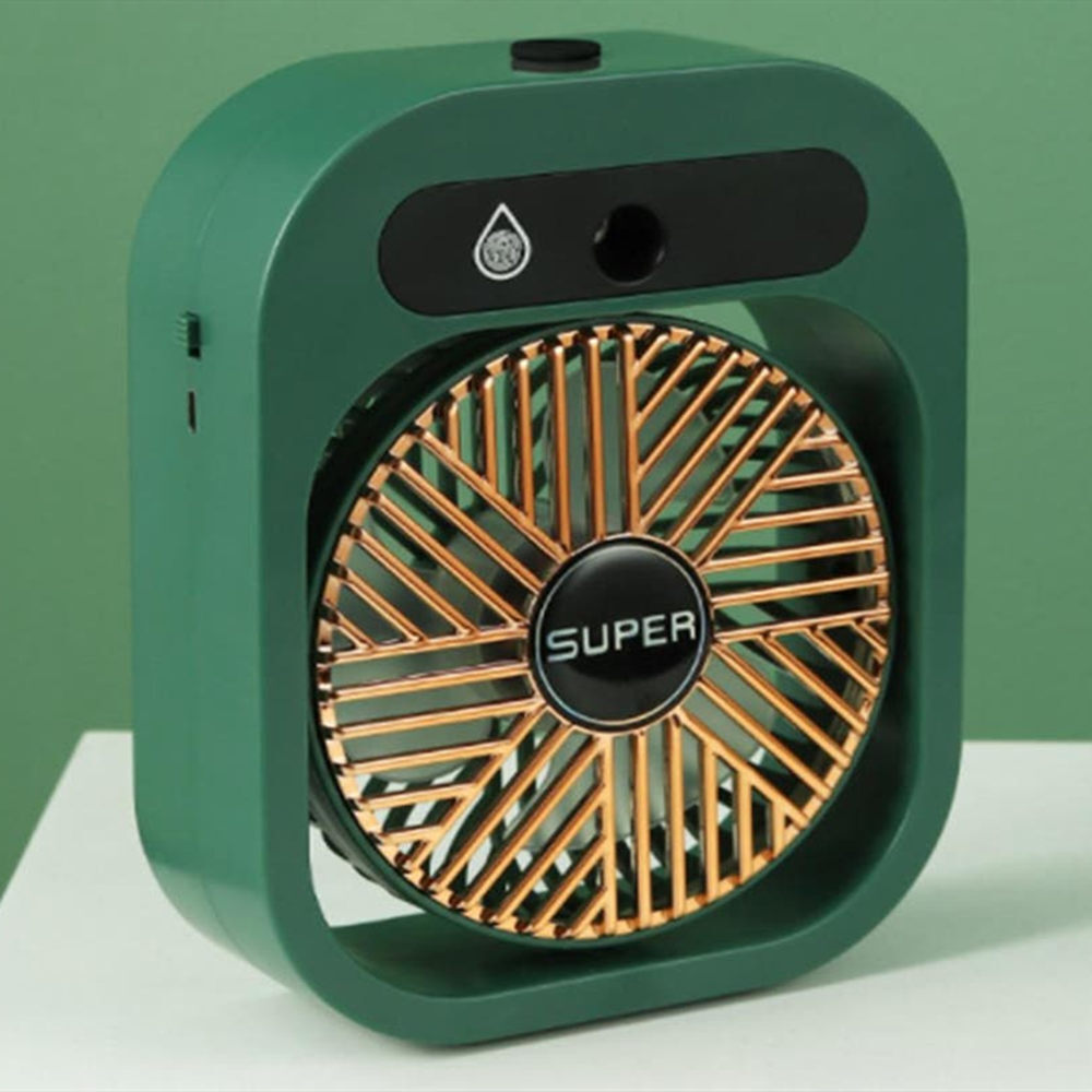 Ice Fog USB Air Conditioning Mist Humidfier Mini Fan - Green