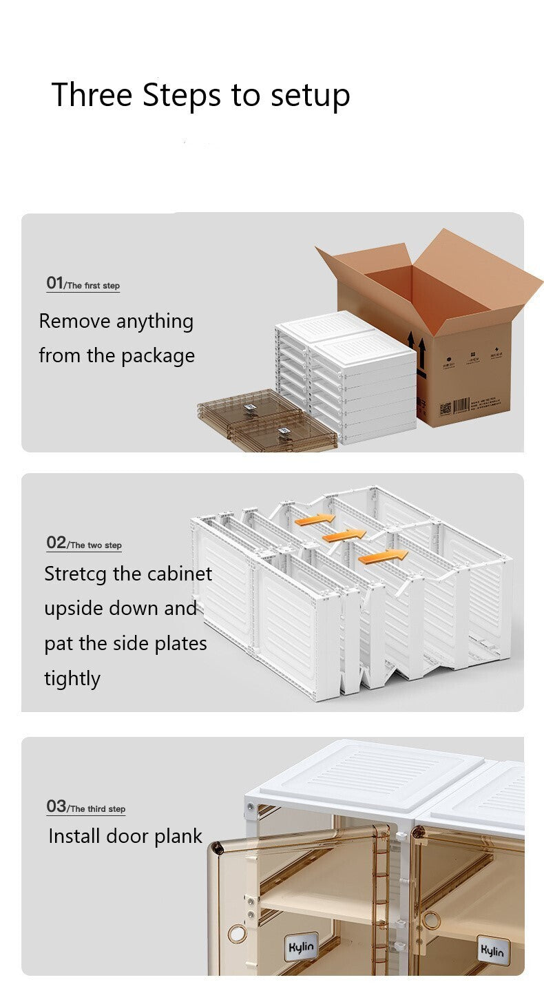 Kylin Cubes Storage Folding Shoe Box With 2 Column & 20 Grids & 10 Clear Door