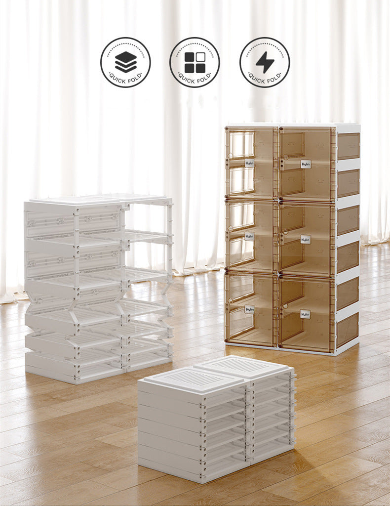 Kylin Cubes Storage Folding Shoe Box With 2 Column & 12 Grids & 6 Brown Door