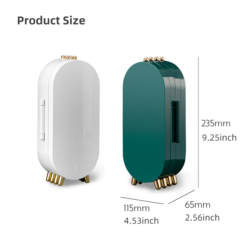 Jewellery Storage Box Earrings Display Necklace Organizer 4 Doors Foldable Screen Green