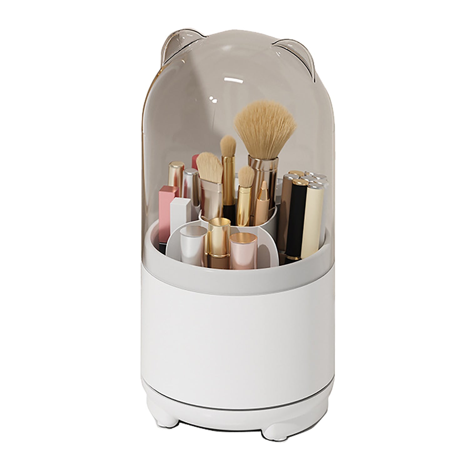 360Â° Rotating Makeup Brush Bucket Transparent Dust-proof Cosmetic Storage BoxWhite