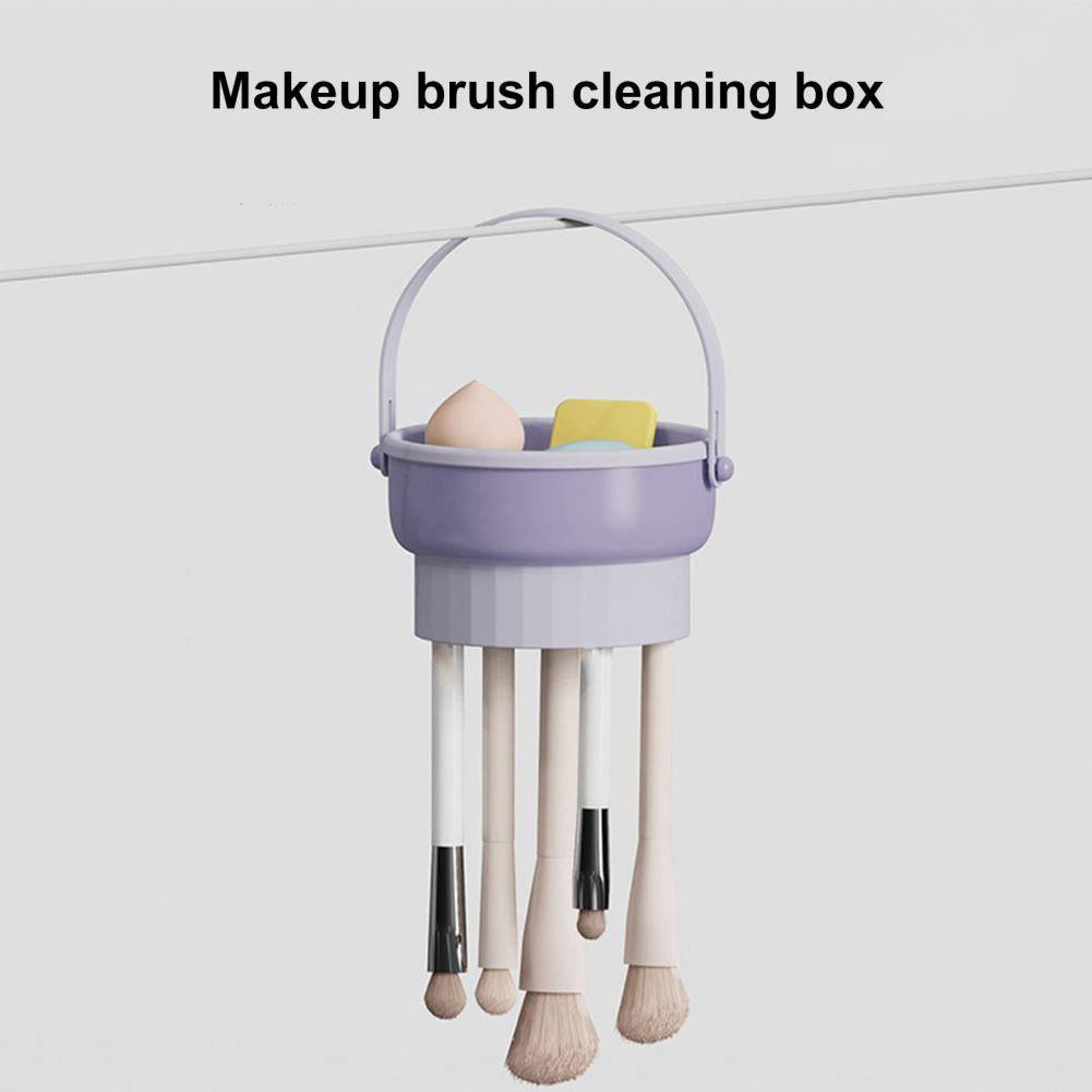 3 In 1 Makeup Brushes Cleaner Sponge Brush Washing Box Makeup Brush Drying BasketLight Purple