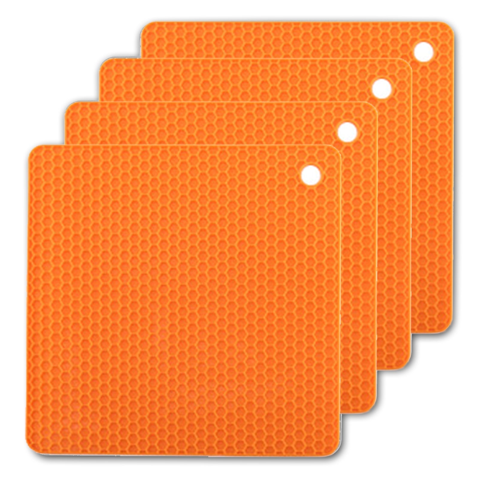 4 Pack Multi Purpose Silicone Insulation Mat Heat-Resistant Dishes PadsOrange