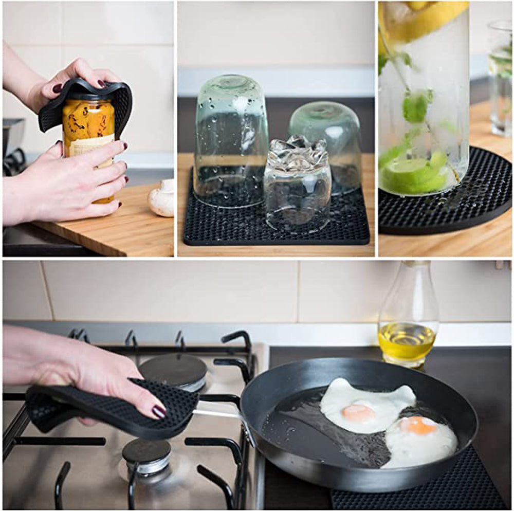 4 Pack Multi Purpose Silicone Insulation Mat Heat-Resistant Dishes PadsOrange