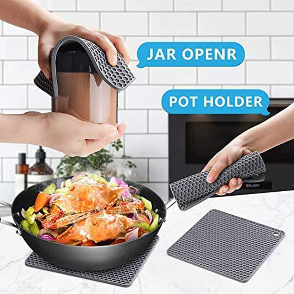 4 Pack Multi Purpose Silicone Insulation Mat Heat-Resistant Dishes PadsOrange