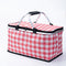 Collapsible Outdoor Camping Portable Insulated Picnic Basket Camping Picnic Ice Pack(Red Grid)