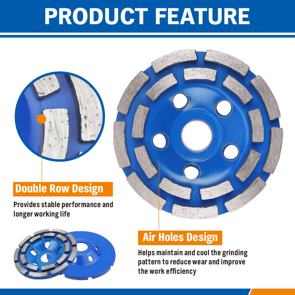 4.5inch Diamond Segment Grinding Concrete Cup Wheel Disc Granite Stone 115mm