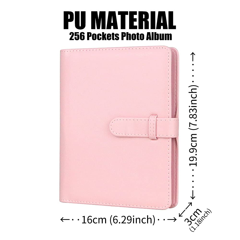 LIFEBEA 256 Pockets Photo Album for Fujifilm Instax Mini 11 12 9 40 Evo Liplay 8 7+ Instant Camera, Photo Album for Polaroid Kodak HP Zink 2x3" Photo (Pink)