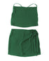 Luxury Designer Drape Crop Top and Wrap Skirt Set - M