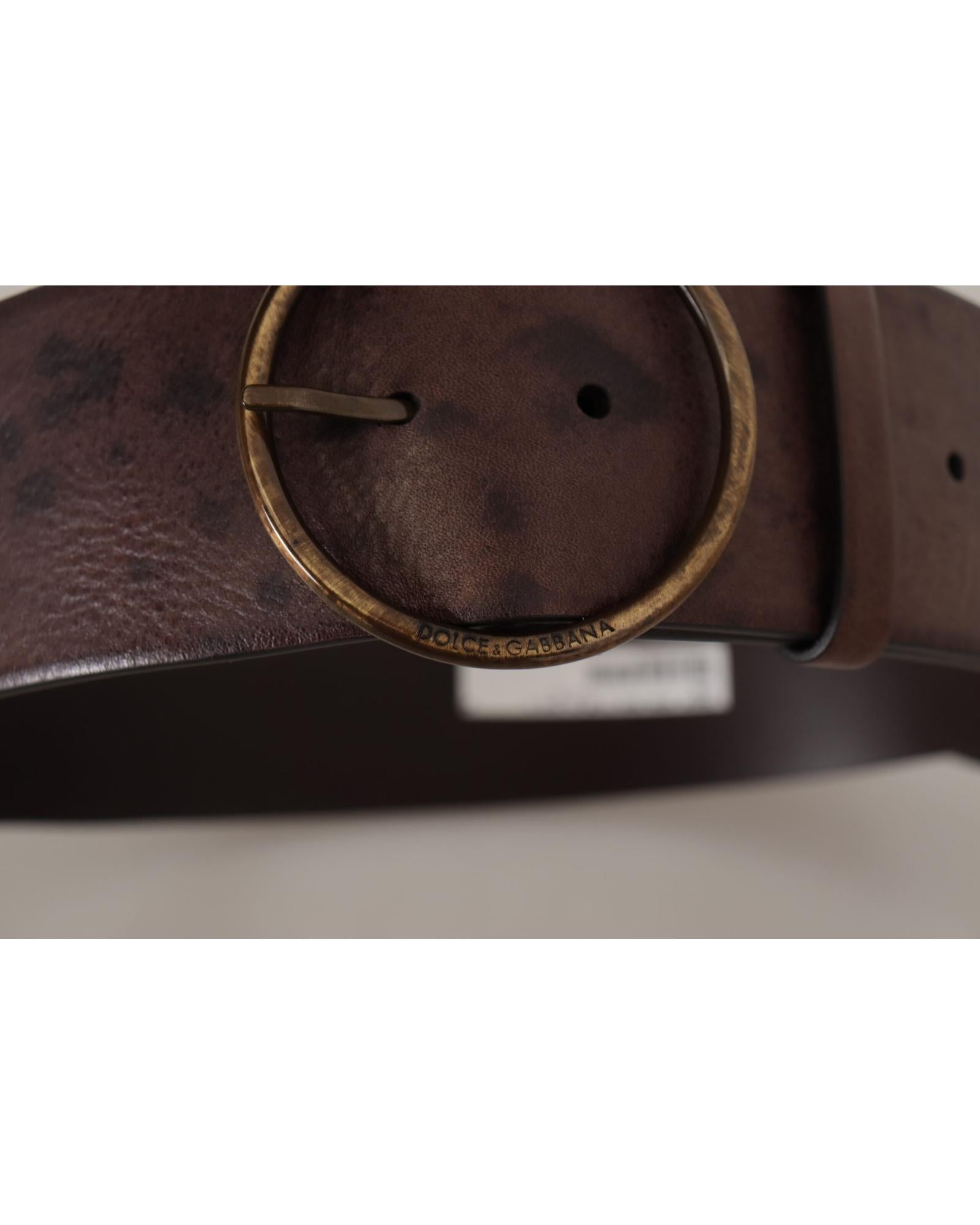 Authentic Dolce & Gabbana Leather Belt with Engraved Logo Buckle 90 cm Women