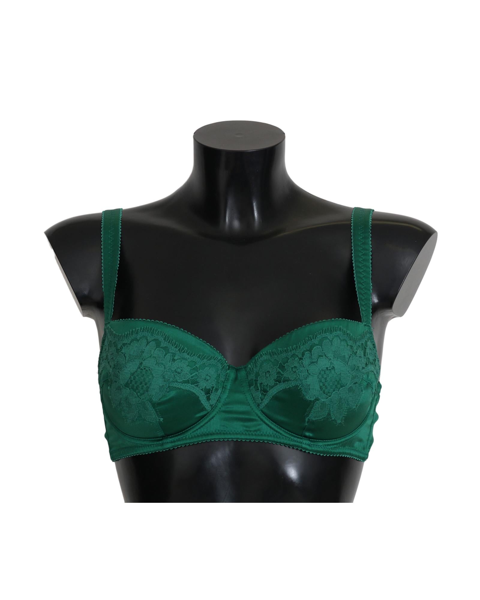 Green Floral Lace Silk Stretch Balconcino Bra by Dolce & Gabbana 1 IT Women
