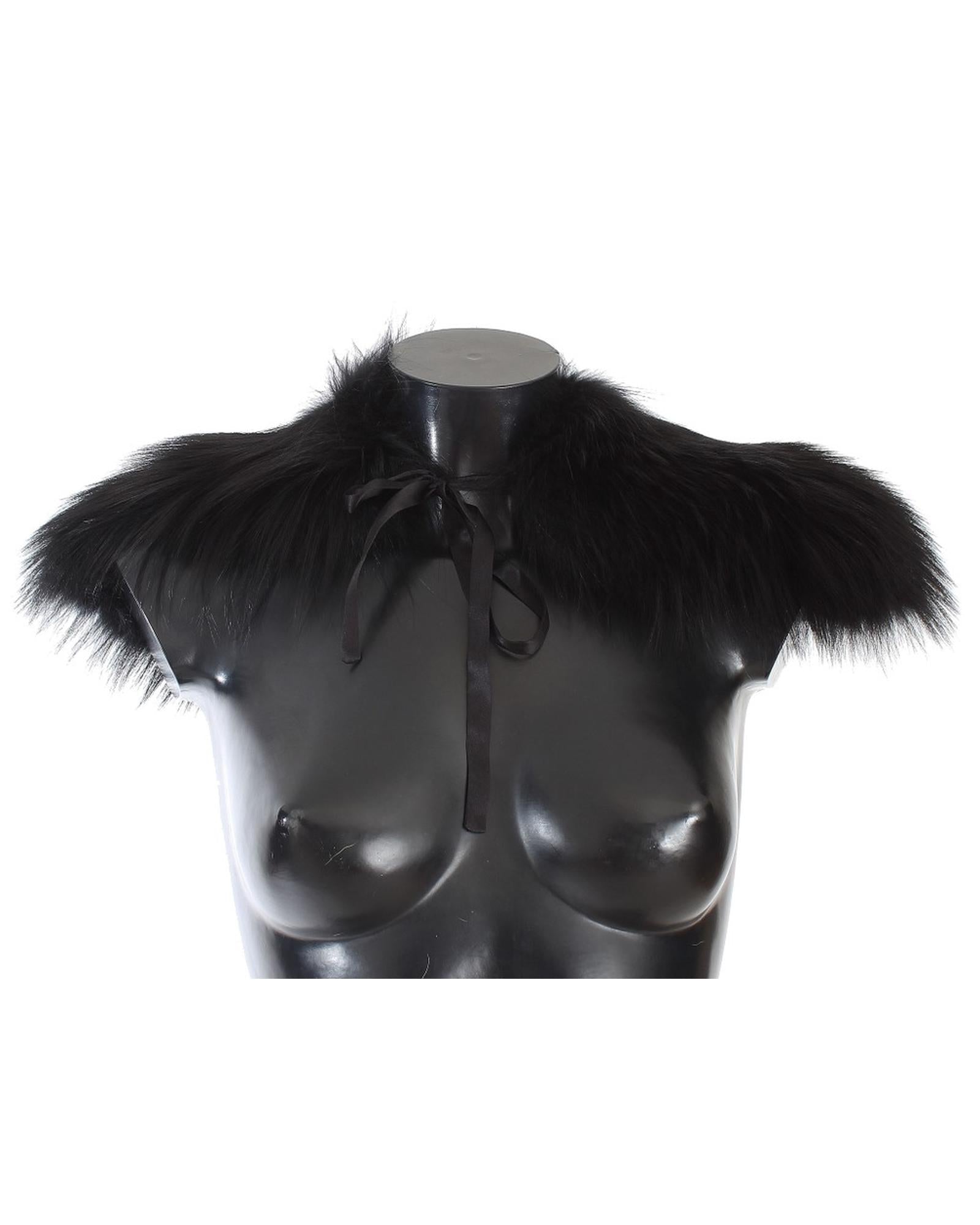 Black Fox Fur Shoulder Wrap by Dolce & Gabbana 38 IT Women