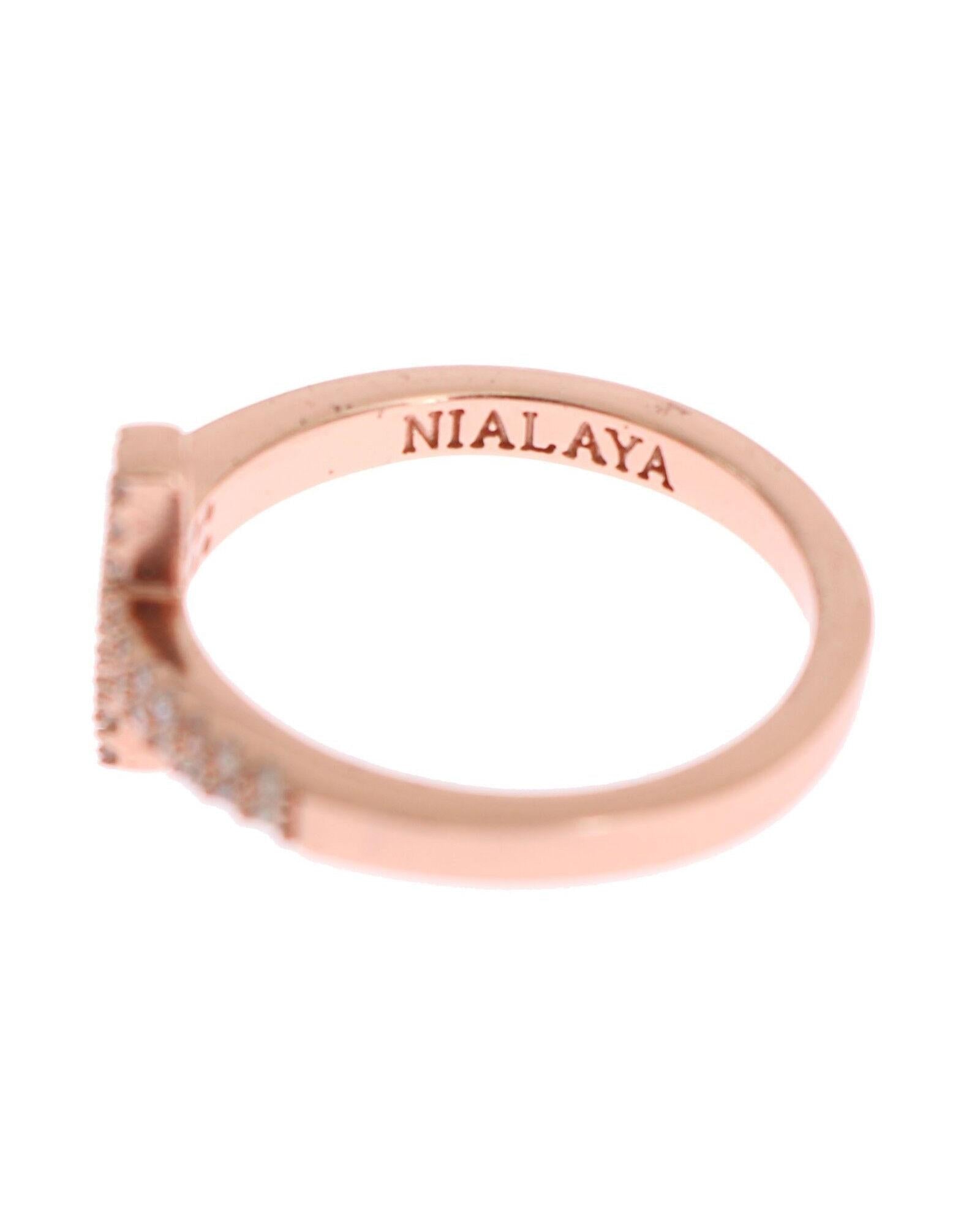 Authentic  Pink Gold Plated Silver Ring 49 EU Women