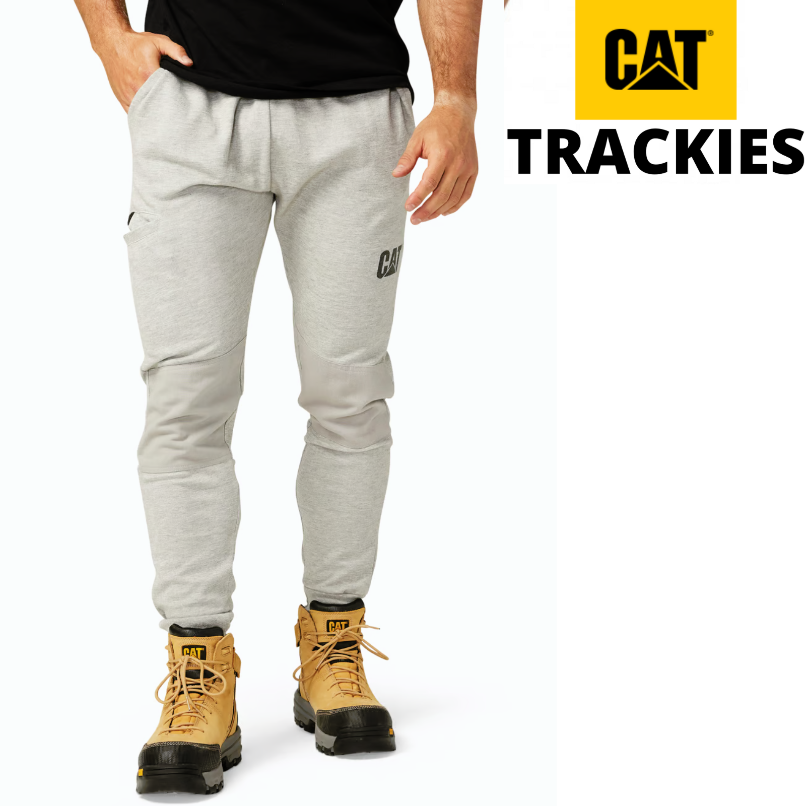Track Pants Trackies Work Casual Gym Slim Fit w Hem Joggers - Grey - XL