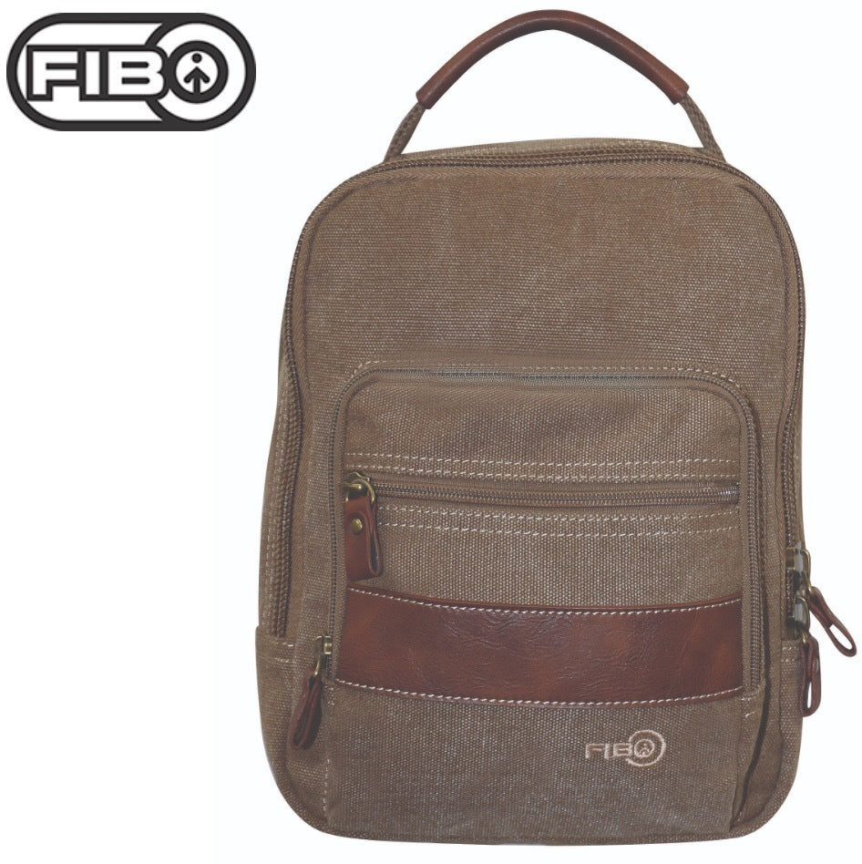 Canvas Sling Bag Shoulder Strap Messenger Travel Pack w Tablet Pocket - Khaki