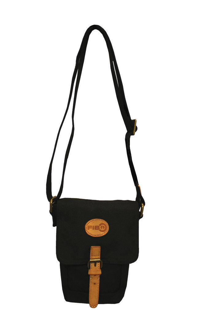 Water Resistant Small Shoulder Canvas Bag w Adjustable Shoulder Strap - Black