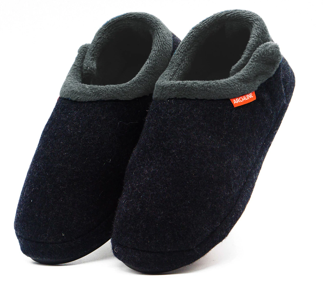 Orthotic Slippers CLOSED Arch Scuffs Orthopedic Moccasins Shoes - Charcoal Marle - EUR 42