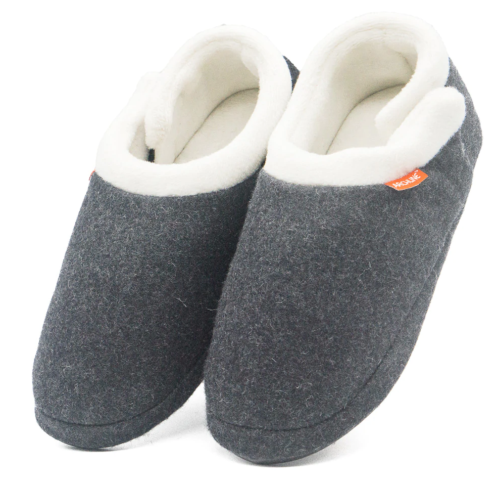 Orthotic Slippers CLOSED Arch Scuffs Orthopedic Moccasins Shoes - Grey Marle - EUR 38