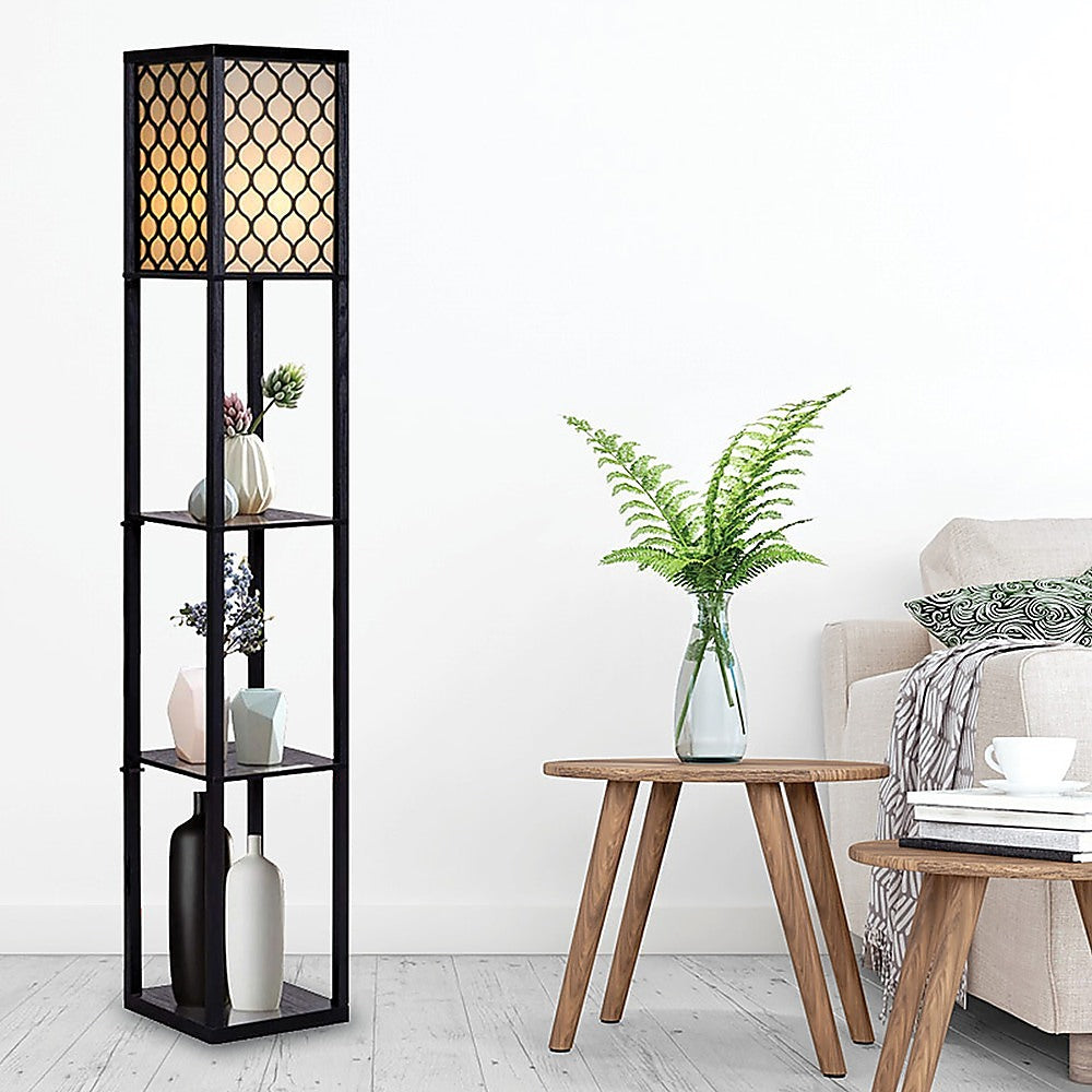 Shelf Floor Lamp - Shade Diffused Light Source with Open-Box Shelves