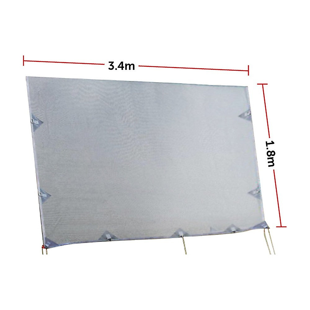 3.4m Caravan Privacy Screen Side Sunscreen Sun Shade for 12' Roll Out Awning