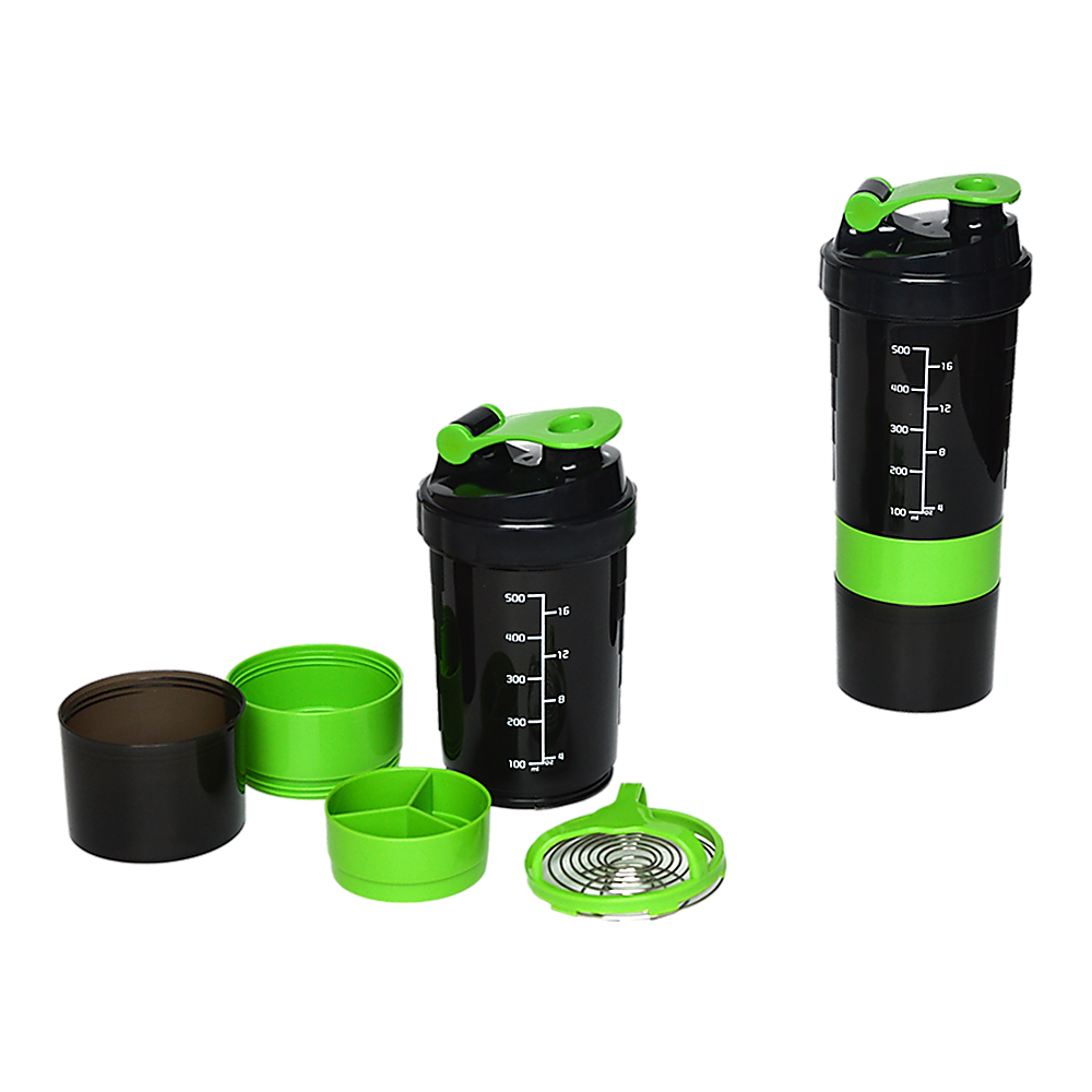 2x Protein Gym Shaker Premium 3 in 1 Smart Style Blender Mixer Cup Bottle Spider