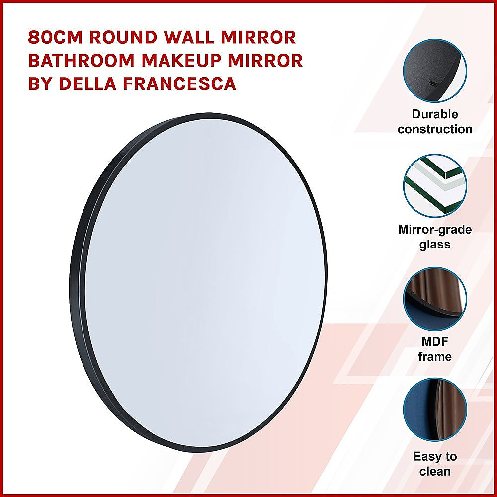80cm Round Wall Mirror Bathroom Makeup Mirror by