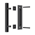 12" Square Pull and Flush Door Handle Set Black Barn Door Hardware